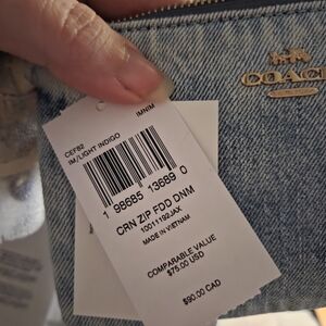 Coach light indigo corner zip wristlet